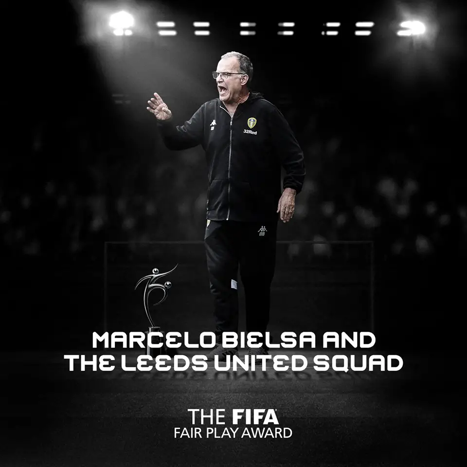 Marcelo Bielsa and the Leeds United squad - Winner of The FIFA Fair Play Award 2019